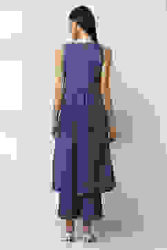 Indigo Blue Floral Anarkali Suit Set image number 4