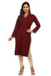 Maroon Straight Cotton Kurta image number 0