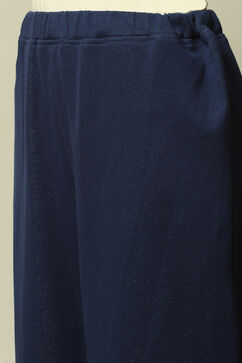 Navy Cotton Blend Straight Printed Kurta Palazzo Suit Set image number 2