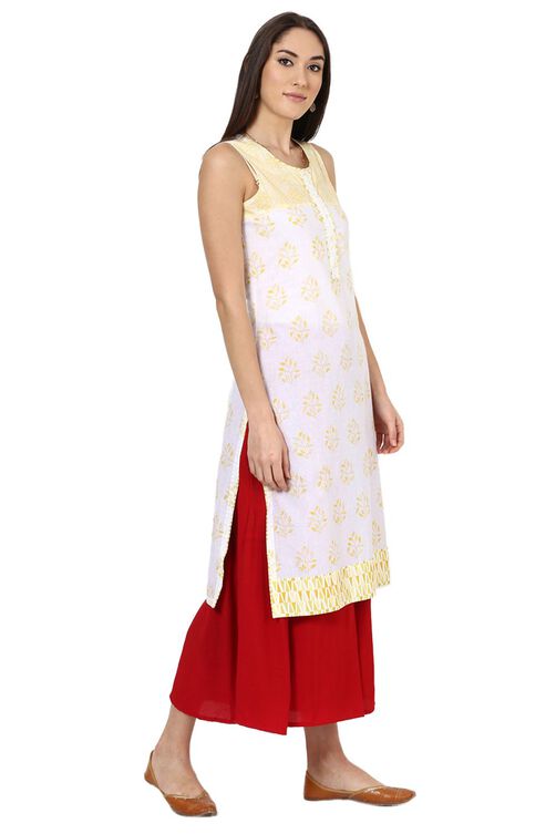 White Straight Cotton Kurta image number 2