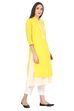 Yellow Flared Cotton Kurta image number 3