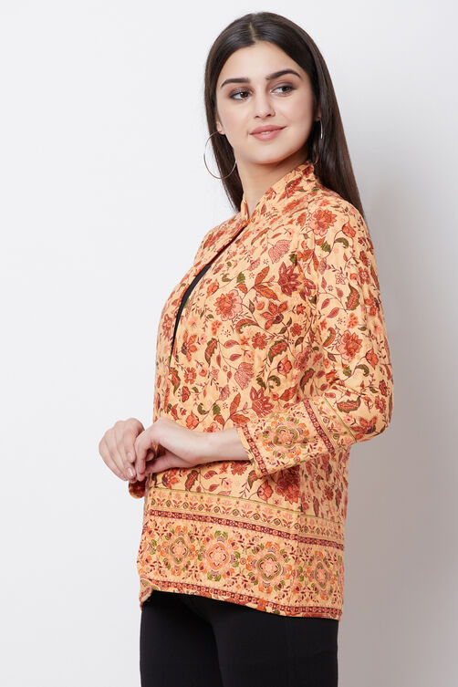 Peach Cotton And Flex Straight Jacket image number 2