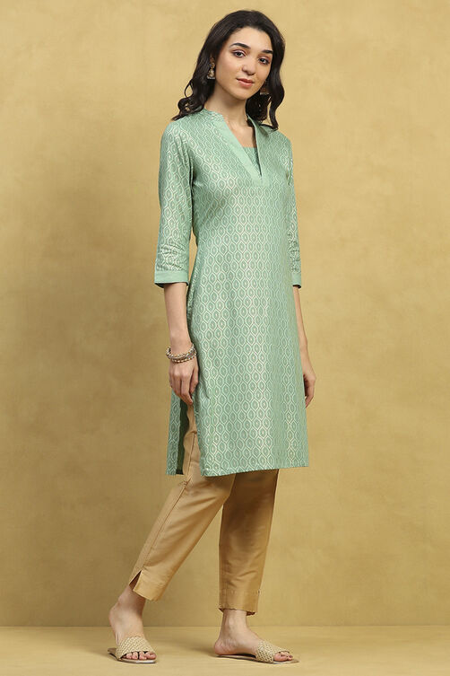Green Viscose Rayon Printed Straight Kurta image number 4