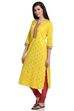 Yellow Cotton Straight Suit Set image number 2