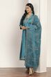 Teal Viscose Rayon Kalidar Suit Set image number 3