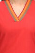 Red Cotton Straight Kurta image number 4