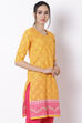 Yellow Cotton Straight Kurta image number 4