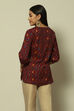 Maroon Viscose Straight Printed Top image number 4