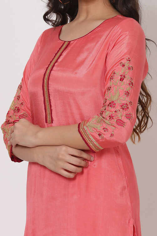 Peach Viscose Cotton Suit Set image number 2