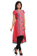 Red Asymmetric Cotton Kurta image number 2