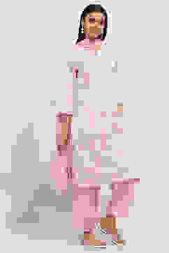 Pink Cotton Printed Straight Suit Set image number 5