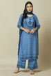 Blue LIVA Woven Straight Kurta Suit Set image number 7