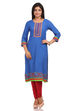 Blue Straight Cotton Kurta image number 0