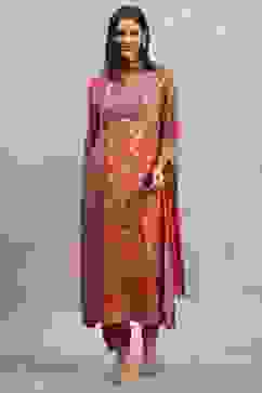 Red Viscose Rayon Printed Kalidar Suit Set image number 0