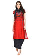 Red Straight Viscose Kurta image number 5