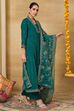Green Viscose Rayon Kalidar Solid Suit Set image number 6