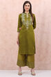 Green Art Silk Straight Kurta image number 0