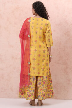 Yellow Art Silk Sharara Suit Set image number 4