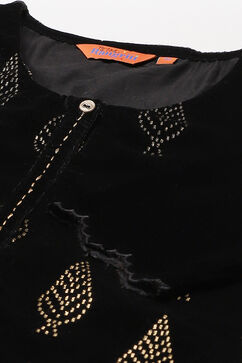 Black Velvet Straight Kurta image number 1