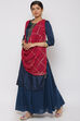 Petrol Blue Viscose Straight Suit Set image number 4