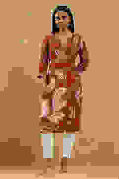 Red Viscose Rayon Printed Straight Kurta image number 5