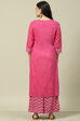 Pink LIVA Woven Straight Kurta Suit Set image number 4