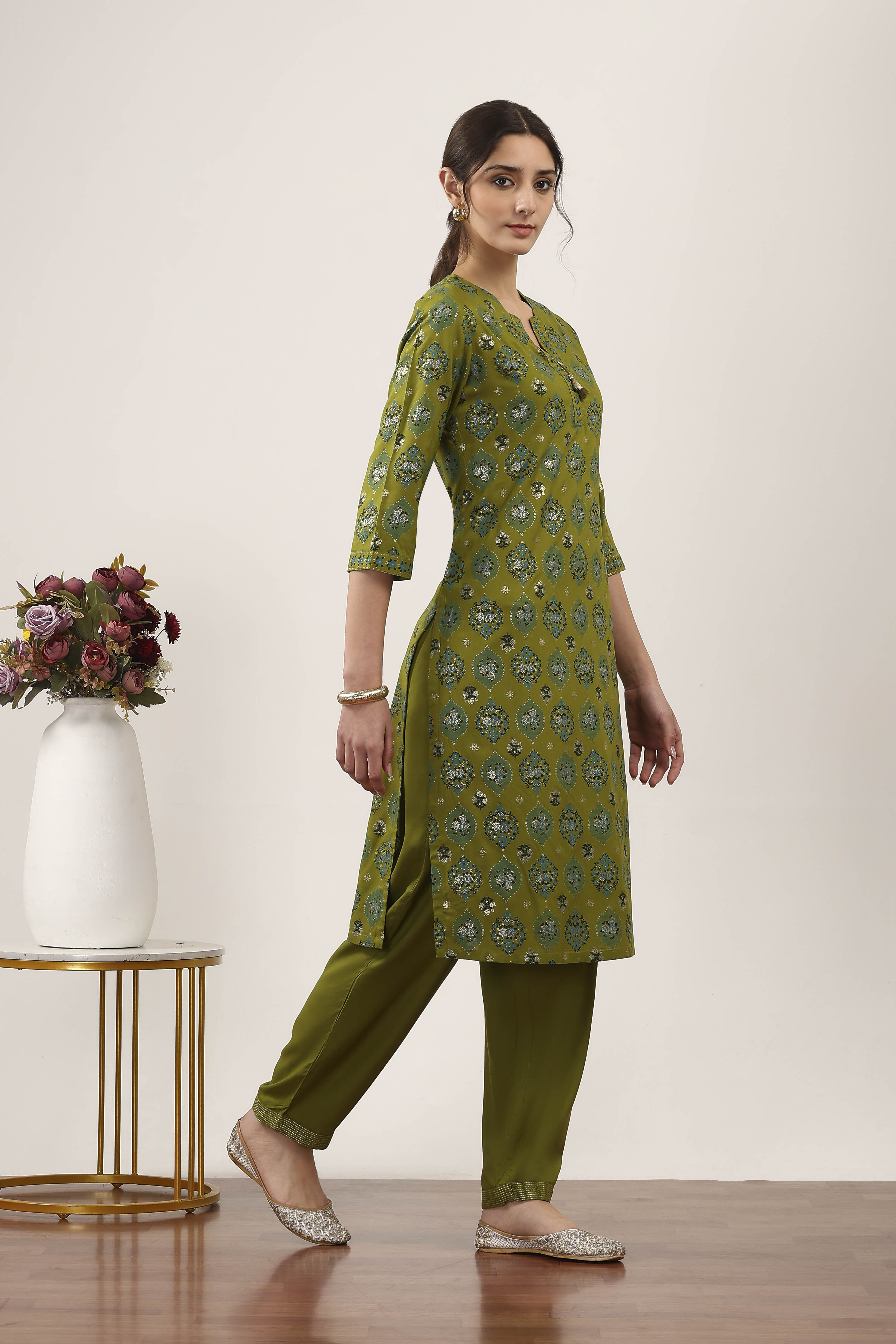 Blue Rayon Viscose Rayon Kurta Pants Set image number 5