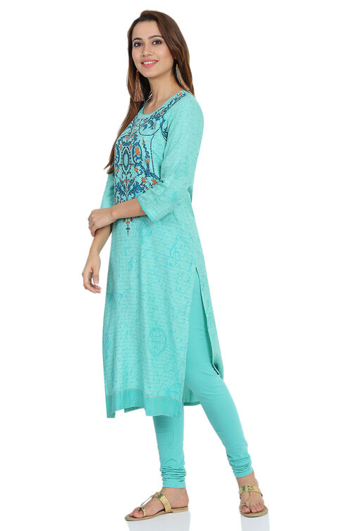 Turq Straight Viscose Kurta image number 2
