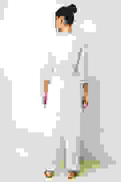 White Cotton Floral Straight Kurta image number 3