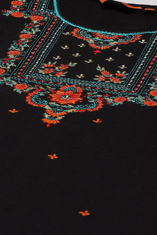 Black Acrylic Straight Kurta image number 1