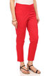 Red Cotton Slim Pants image number 2