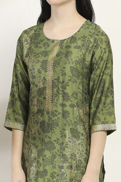 Green Viscose Blend Straight Set image number 1