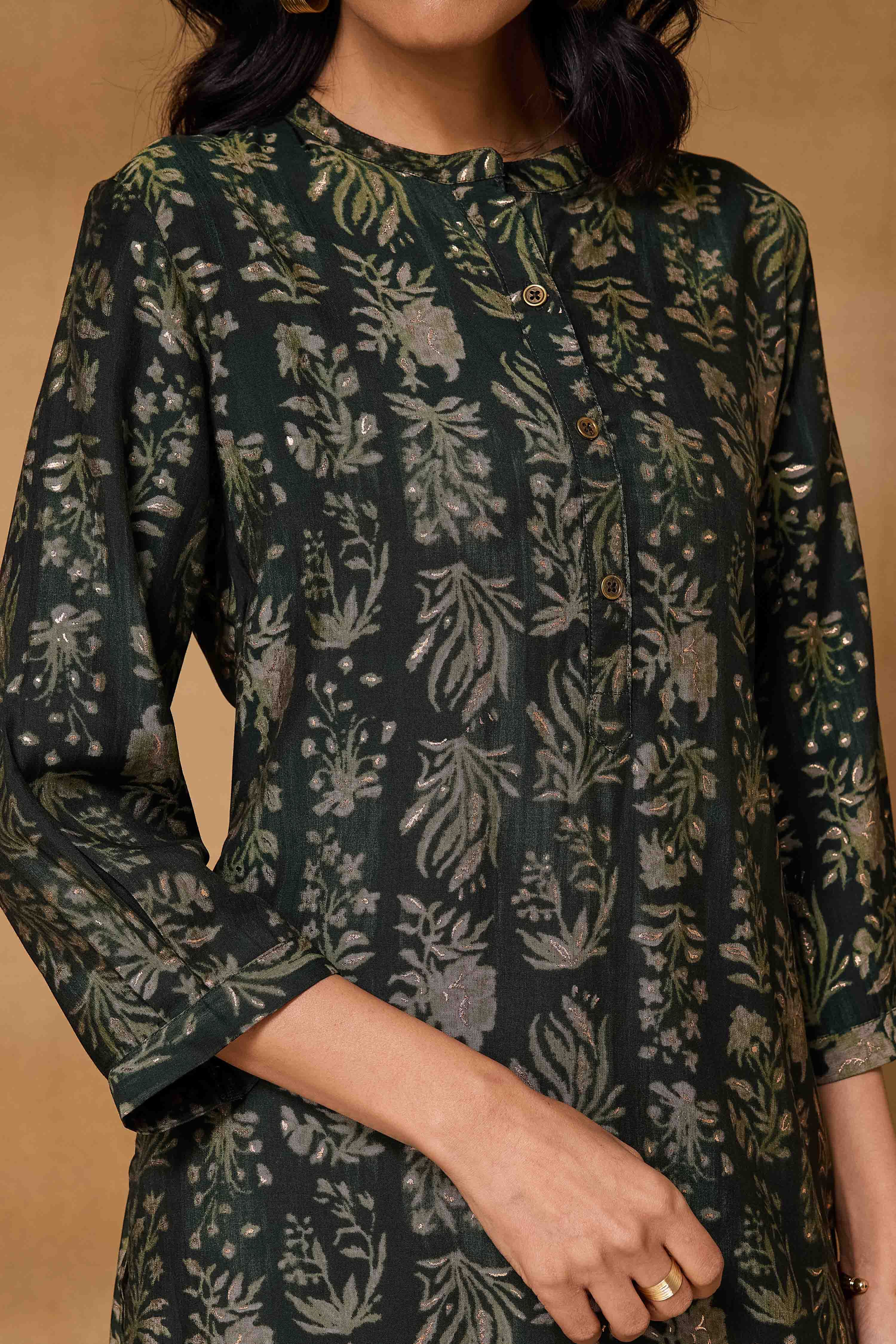 Green Viscose Blend Straight Printed Kurta image number 1