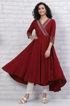 Red LIVA Anarkali Dress image number 5