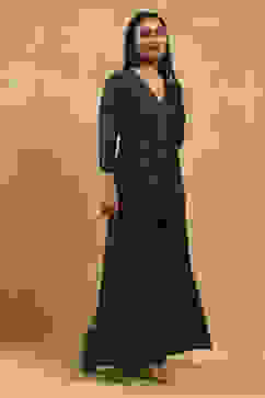 Blue Viscose Blend Printed Front Open Kurta Palazzo Set image number 5