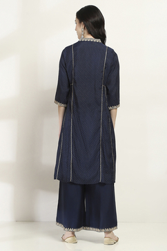 Navy Viscose Kalidar SET image number 4