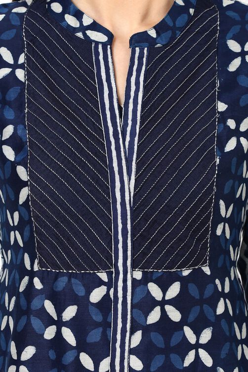 Indigo Straight Poly Chanderi Kurta image number 4