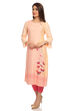 Peach Straight Viscose Kurta image number 2