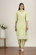 Yellow Viscose Polyester Straight Suit Sets image number 6