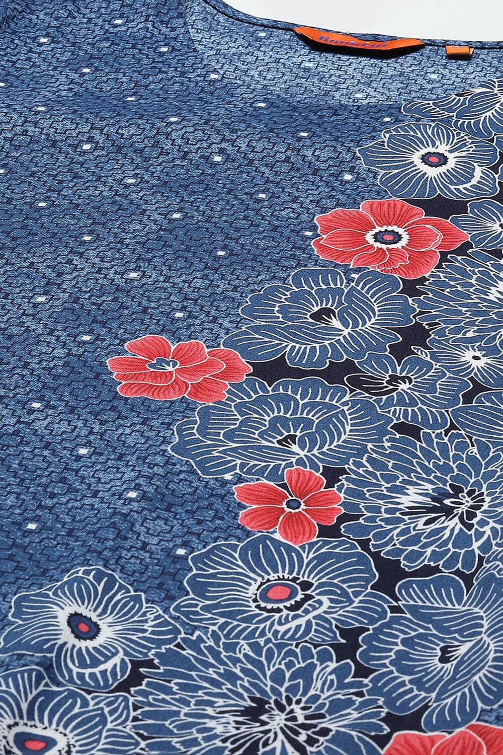 Indigo Blue LIVA Straight Printed Kurta image number 1