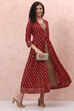 Red Art Silk Maxi Dress image number 7