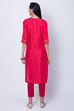 Pink Viscose Straight Kurta image number 4