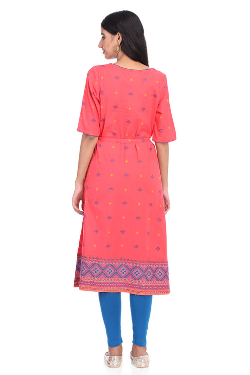 Coral A Line Cotton Dress image number 5