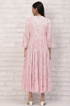 Pink Tired Printed Dress image number 4
