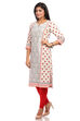 Beige Straight Cotton Kurta image number 3
