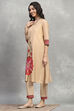 Gold Viscose Blend Printed Straight Kurta image number 2