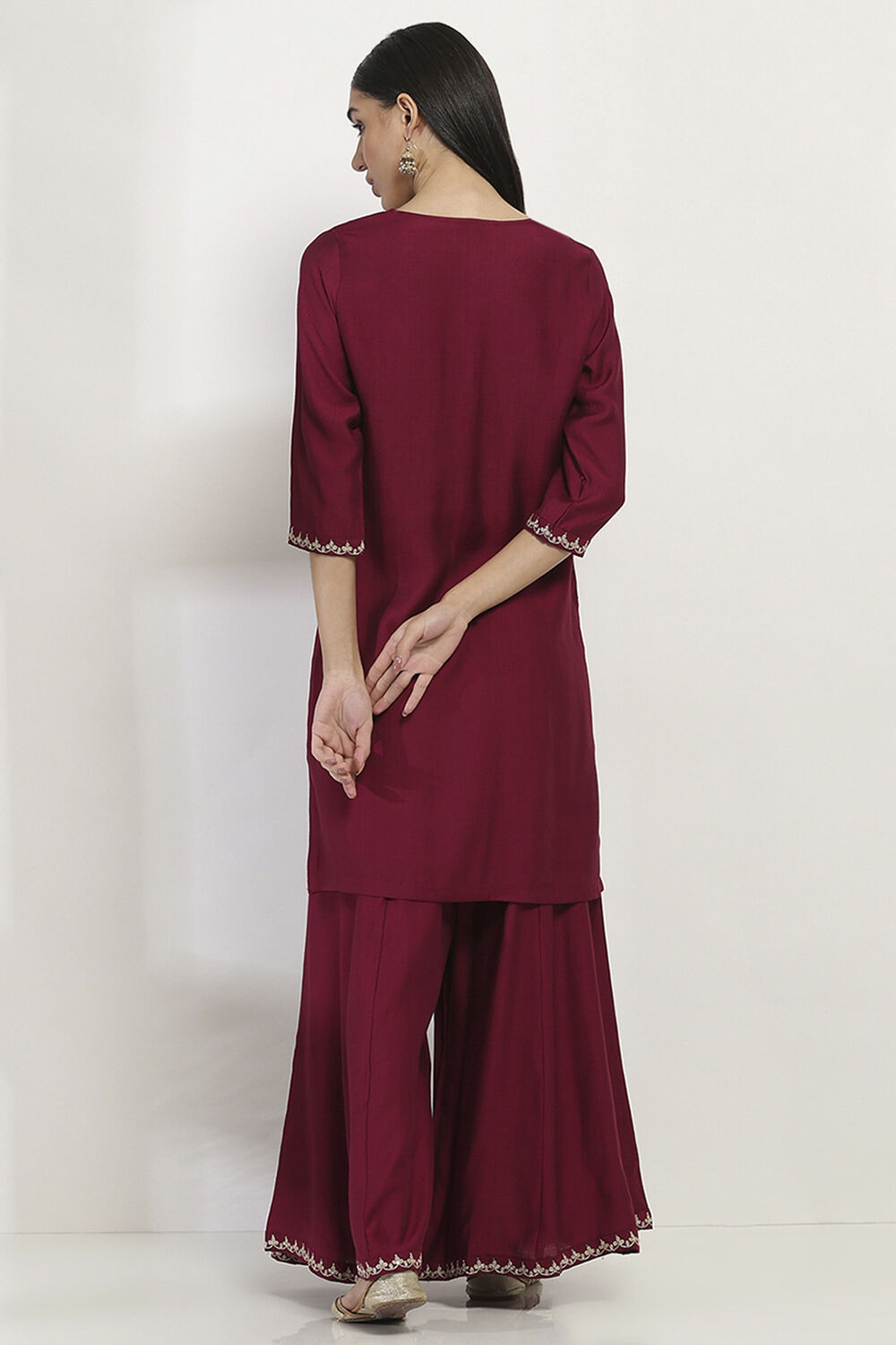 Wine Viscose Blend Straight SET image number 4