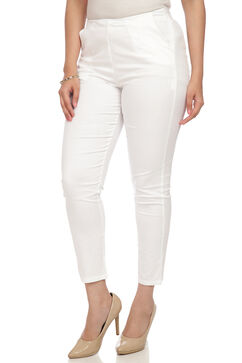 White Art Silk Slim Pants image number 3