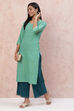 Green Cambric Cotton Straight Kurta image number 0