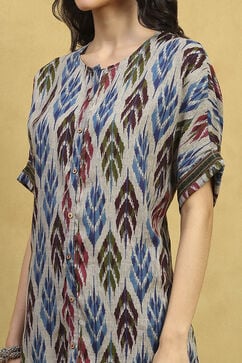 Grey Viscose Blend Printed Straight Kurta image number 1